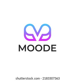 Initial Letter M gradient colorful monogram line Logo