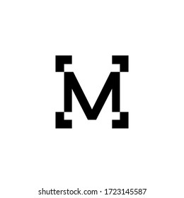 Initial letter M graphic logo template, square design concept, isolated on white background.