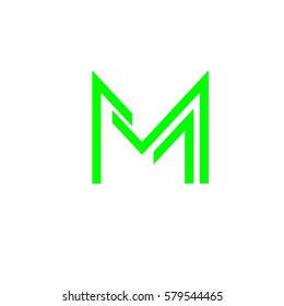 initial letter M green color logo vector