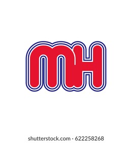 initial letter m and h. mh monogram outline logo