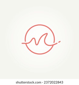 initial letter M handwriting line art logo template vector illustration design