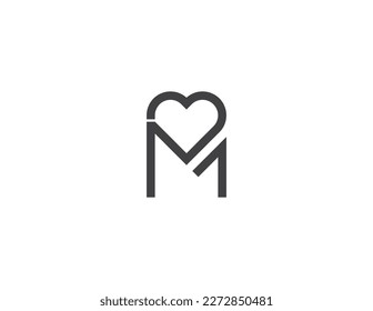 símbolo de signo de signo de icono de la letra M del logotipo del corazón del símbolo de la letra inicial Elemento de diseño. Amor, Medicina, Atención de Salud, Logotipo del Día de San Valentín. Plantilla de ilustración de vector