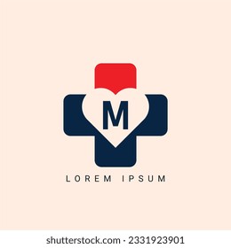 initial Letter M Heart Logo Concept symbol sign icon Design Element. Love, Medical, Health Care, Valentine's Day Logotype. Vector illustration template