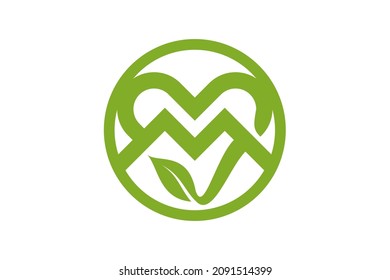Inspiración en el diseño del logotipo de la letra inicial M con amor al corazón