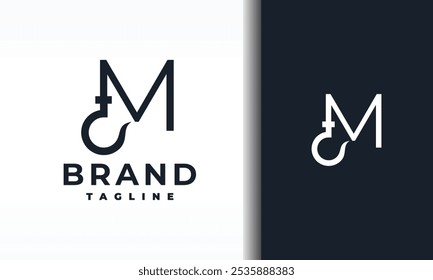 initial letter M hook logo