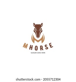 Initial Letter M Horse Icon Vector Logo Template Illustration Design