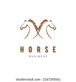 Initial letter M horse icon vector logo template illustration design