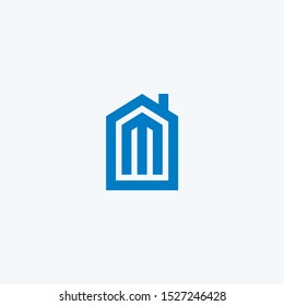 Initial letter M house logo icon design  minimalist monogram building property real estate symbol concept  vector