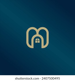 Letra inicial M con plantilla de diseño del logotipo de la casa