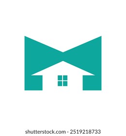Letra inicial M casa logotipo ícone vetor ilustração