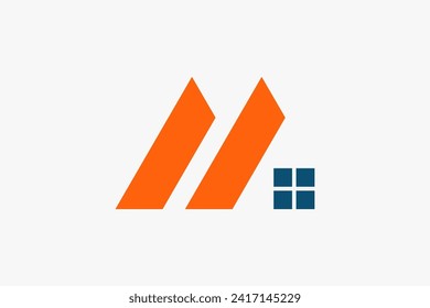 Initial Letter M House Window Real Estate Logo Template. Universal Modern Logo that related with Architecture, Real Estate, House, Home, Building, Apartment, etc. Flat Vector Logo Design Template.