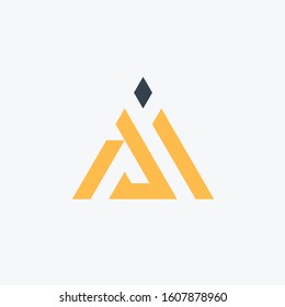 Initial letter A M I or M J I minimalist art logo. creative minimal logo icon design  with letter MI. elegant Logo template vector creative business. - VECTOR