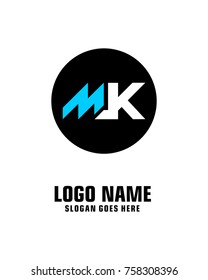 Initial letter M & K logo template vector