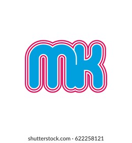 initial letter m and k. mk monogram outline logo