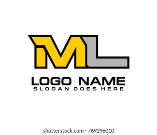 Initial letter M & L logo template vector