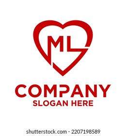 Initial letter m l in love shape logo vector design