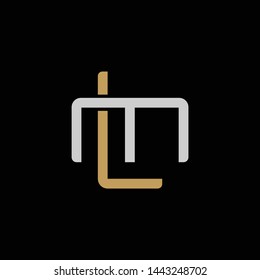 Initial letter M and L, ML, LM, overlapping interlock logo, monogram line art style, silver gold on black background