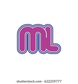 initial letter m and l. ml monogram outline logo