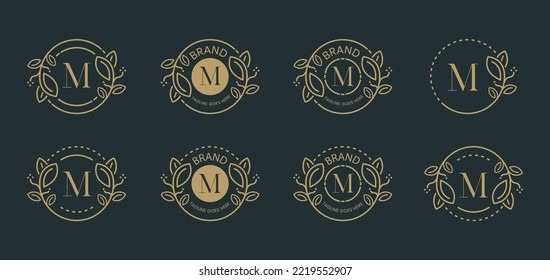  initial Letter M Leaf Flower Logo Concept symbol icon sign Design Element. Herbal, Natural Products, Cosmetics, Ecology, Health Care, Spa, Floral Logotype. Vector illustration template