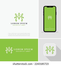 letra inicial logotipo de M Leaf Flower. Ilustraciones del vector con logotipo floral. Diseño de logotipo vectorial para productos naturales, florería, cosméticos, floral, orgánica, ecología, salud, spa.