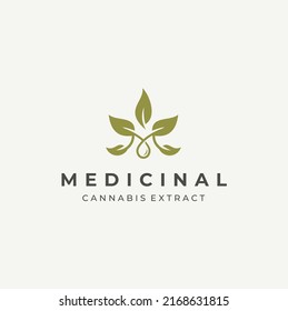 Letra inicial M con hoja para planta fresca o marca cosmética, diseño del logotipo del aceite del extracto de marihuana de cannabis CBD