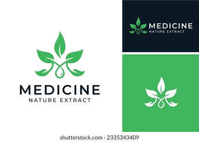 Initial Letter M with Leaf for Fresh Plant or Cosmetic Brand, Cannabis Marijuana Extract Oil CBD Logo design