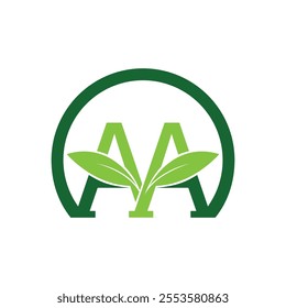  initial letter m leaf logo design vector