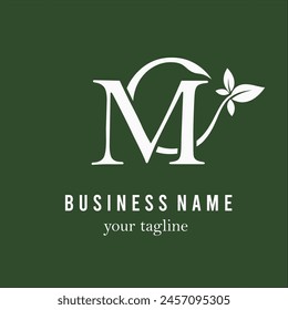 Initial Letter M with Leaves for Beauty, Cosmetic, Skincare, Salon, Spa and Wellness Business Logo Idea Vector