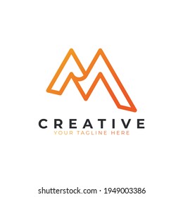 Initial Letter M line logo design. Geometric Line Style. Graphic alphabet symbol. Usable for Business and Branding Logos. Flat Vector Logo Design Ideas Template Element. Eps10 Vector