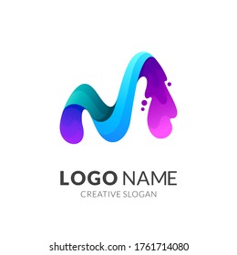 Logo de la letra inicial M, estilo de gradiente 3d