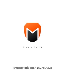 Initial Letter M Logo Abstract Techno Shield Vector Design Concept.