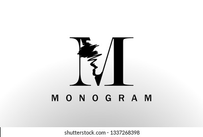 Initial Letter M logo With Brush Style