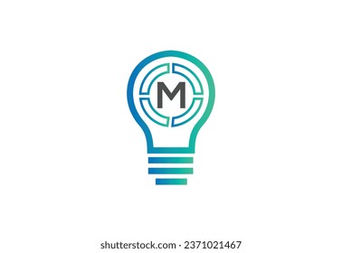 Initial letter M logo with bulb