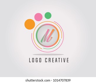 Initial Letter M Logo With Circle Colorful