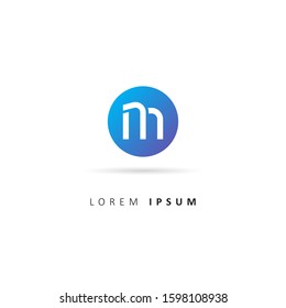 Initial Letter M Logo with Circle Element. Design vector illustration template
