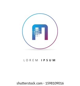 Initial Letter M Logo with Circle Element. Design vector illustration template