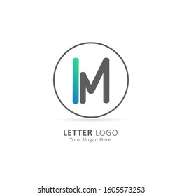 Initial Letter M Logo with Circle Element. Design Vector Illustration Template