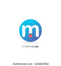 Initial Letter M Logo with Circle and dot. Design Vector Logo Template 