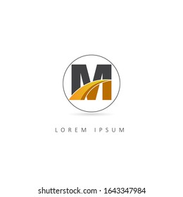 Initial Letter M Logo with Circle Element. Design Vector Circle Logo Template