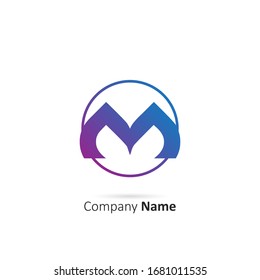 Initial Letter M Logo With Circle Element. Design Vector Illustration  Template