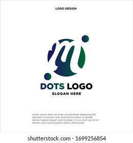 Logotipo de letra inicial M con elemento Círculo y Punto. Concepto de logotipo del vector de diseño