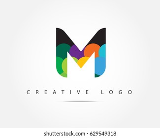 Initial Letter M logo with Circle Colorful