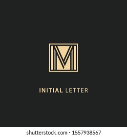 Initial letter m logo dark concept with square element template