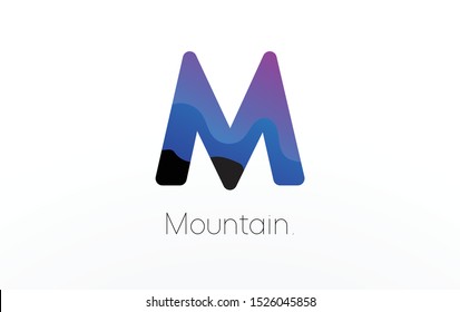 Initial letter M logo design with Mountain