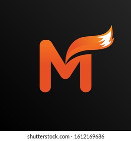 Initial Letter M Logo Design with Foxtail Element