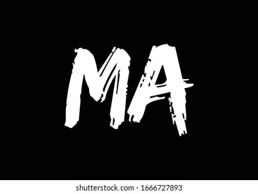 Letra inicial M Una plantilla vectorial de diseño con logotipo, logotipo de carta de pincel.