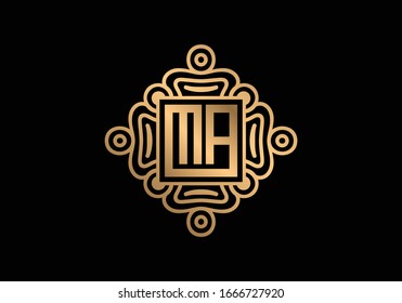 Initial Letter M A Logo design vector template with ornament elements.