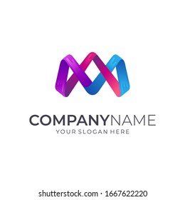 Logo-Design des Anfangsbuchstaben m. Einfaches Banddesign. M Logo für Vorlage.