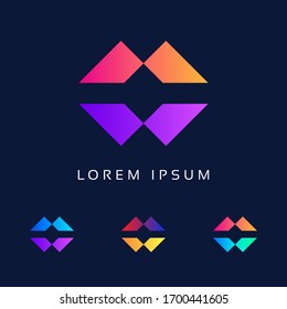 Diseño del logotipo de la letra inicial M - Logotipo de la letra M - Concepto de la empresa tecnológica y logotipo de la Idea M - Elementos de plantilla del icono del vector de datos Modernas empresas