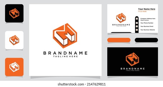 Plantilla vectorial de diseño del logotipo M de la letra inicial. Diseño de logotipo de Creative M con diseño de tarjeta de visita